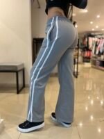 Pantalón Palazzo de Frisa Con Dos Tiras - Imagen 3
