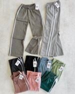 Pantalón Palazzo de Frisa Con Dos Tiras - Imagen 4