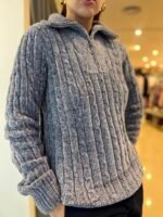 Sweater de Chenille con Medio Cierre