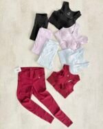 Conjunto Deportivo Top Texturado Rib con Broche y Calza Larga con Bolsillos Mod. 060 - Imagen 2