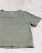 Top Pupera V.Black Morley Mod. 5982 | Remera Crop Manga Corta Escote Cuadrado Seamless Verde musgo