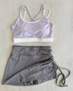 Conjunto Top y Pollera BE c/ Frunce Mod.190070 Gris - lila
