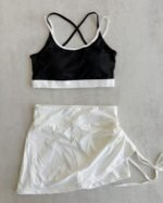 Conjunto Top y Pollera BE c/ Frunce Mod.190070 Negro - blanco