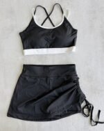 Conjunto Top y Pollera BE c/ Frunce Mod.190070 Negro