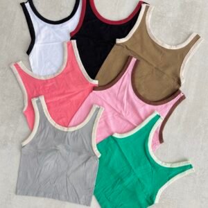 Top Musculosa VicBlack Morley Mod. 006 | Escote Redondo, Vivos a Contraste y Calce Crop